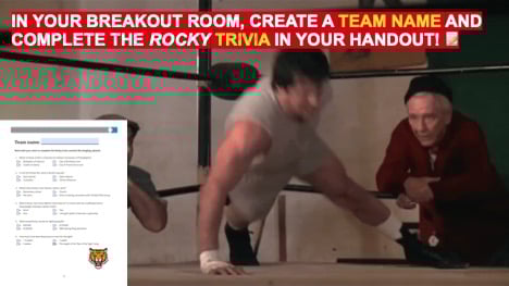in your breakout room, create a team name and complete the rocky trivia in your handout