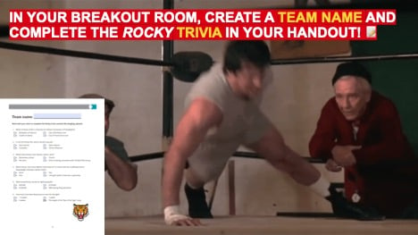 in your breakout room, create a team name and complete the rocky trivia in your handout
