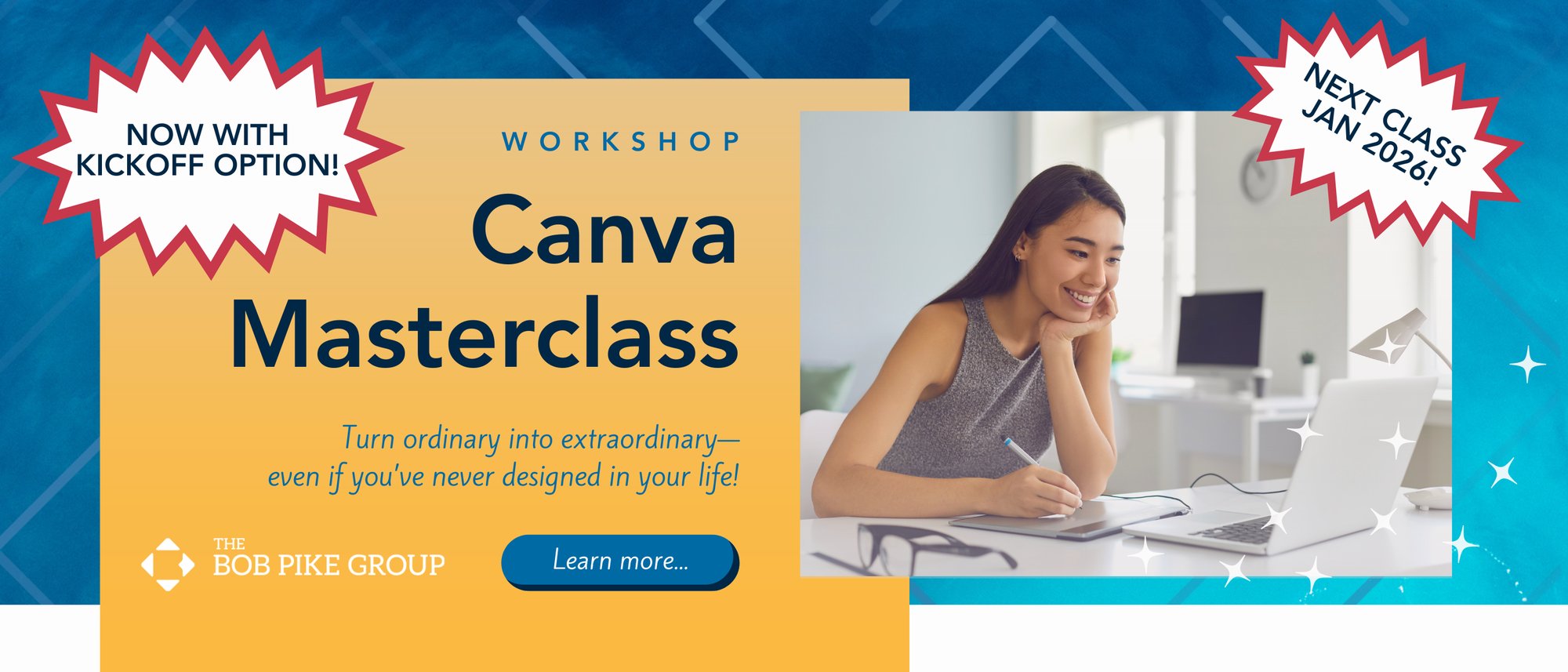 Bob Pike Group Train the Trainer Canva Kickoff Canva Masterclass Hero January 2026