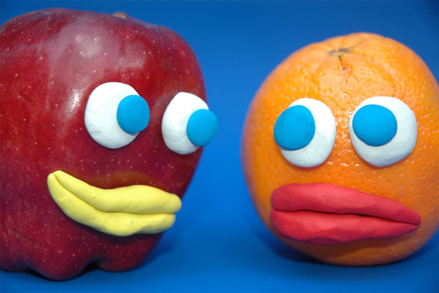 Blog Post Hero: an apple and an orange with faces